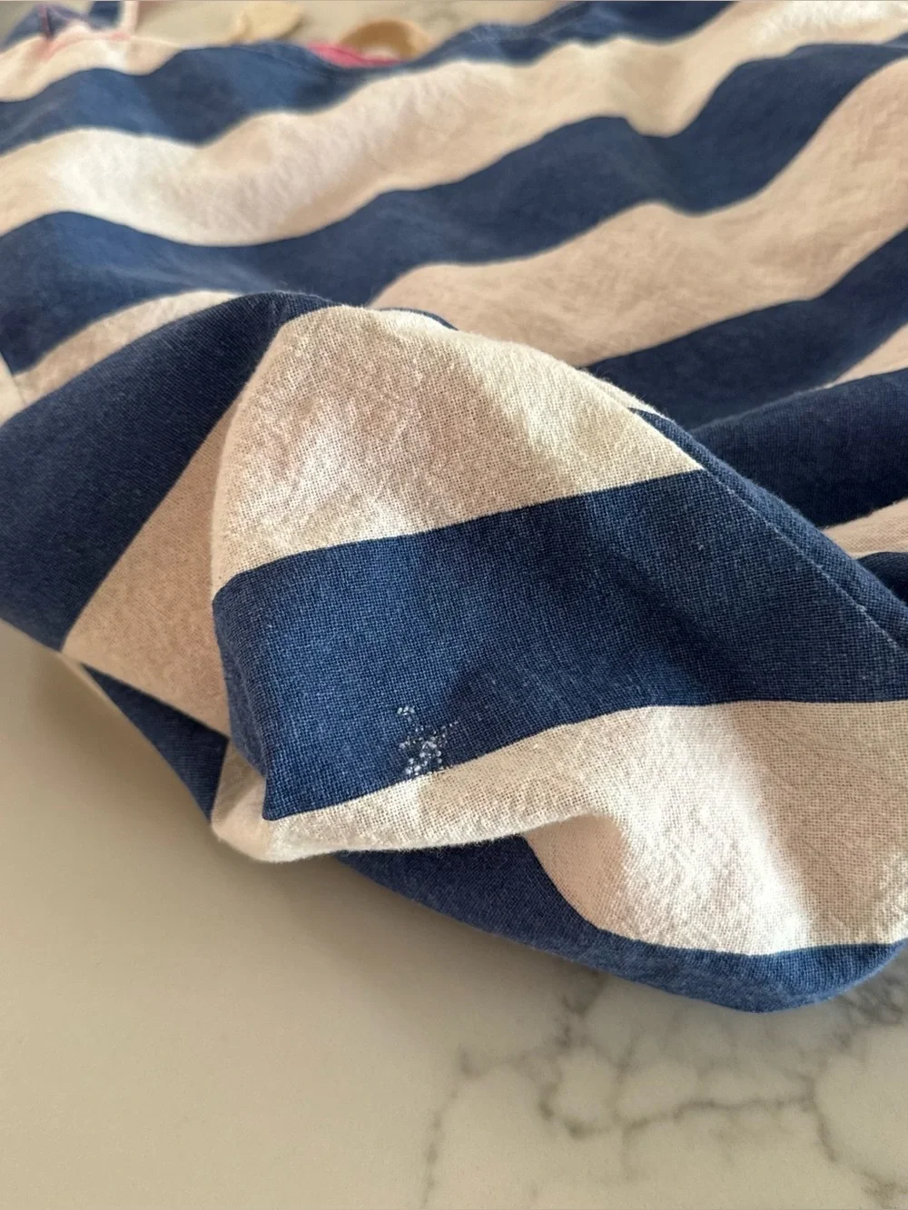 Mersea Gemini Reversible Beach Bag Tote - Blue / White Stripe & Pink
